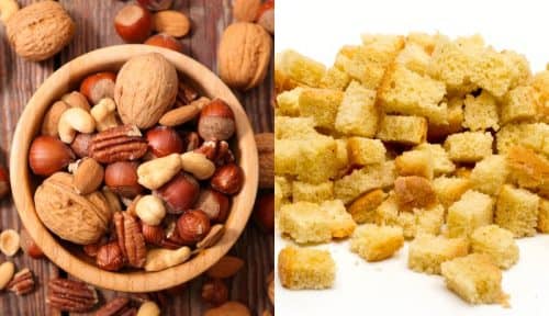 Жаренные сухари и орехи в микроволновке